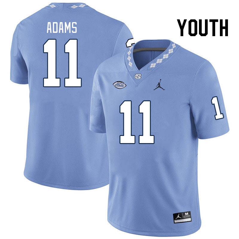 Youth #11 Ty Adams North Carolina Tar Heels College Football Jerseys Stitched Sale-Carolina Blue